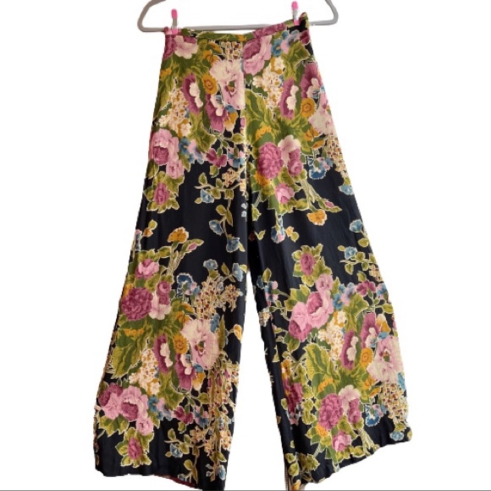 Vintage Betsey Johnson Floral Print Wide Leg Pant